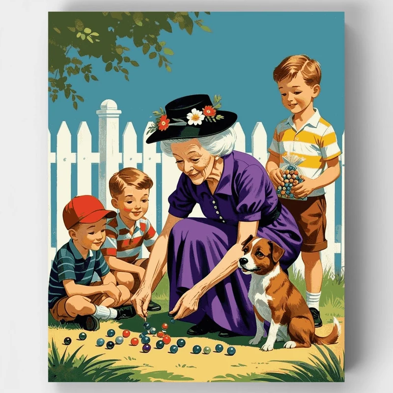Grandma's Marble Game - Paint by Numbers Kit