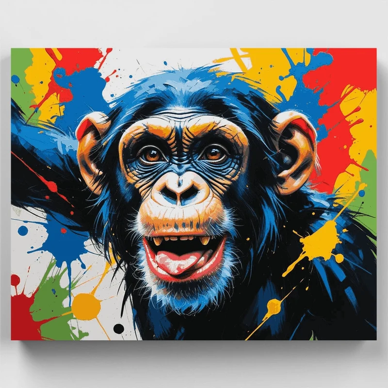 Laughing Chimpanzee Pop Art - Paint by Numbers Kit