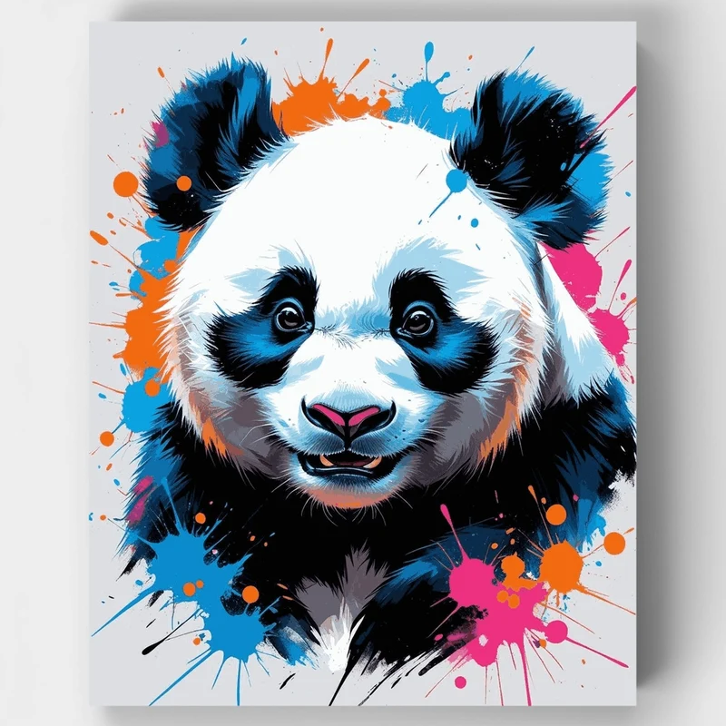 Vibrant Panda Splash Art - Paint by Numbers Kit