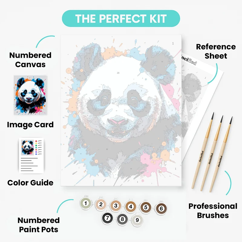 Vibrant Panda Splash Art - Paint by Numbers Kit