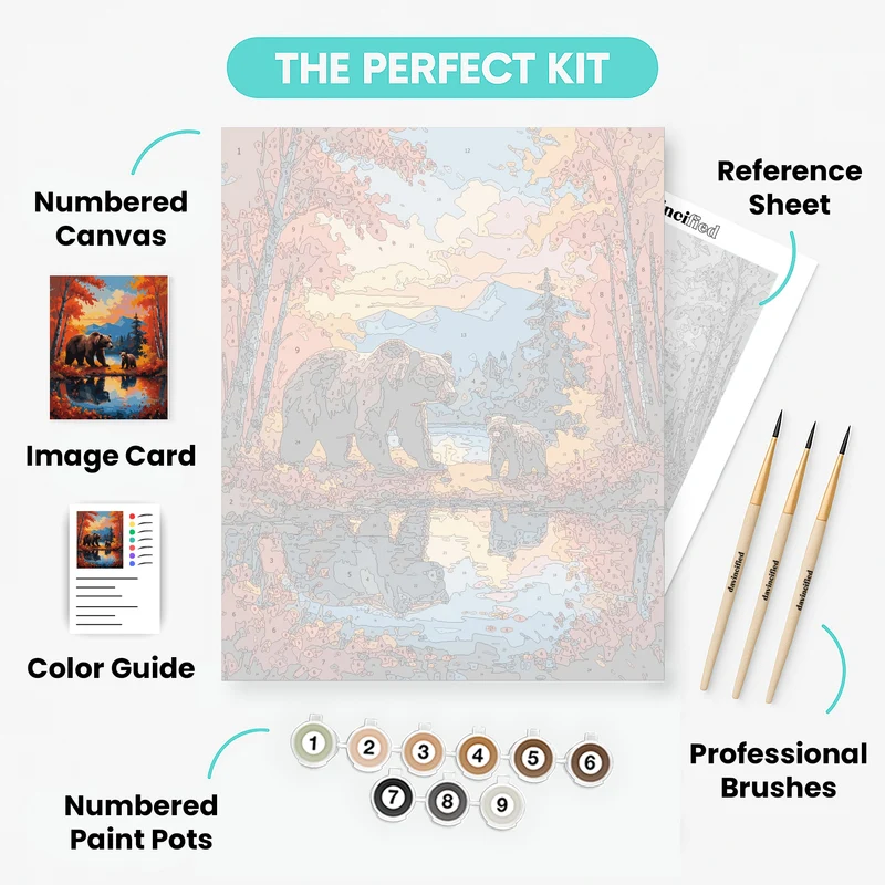 Bears in Autumn Forest - Paint by Numbers Kit