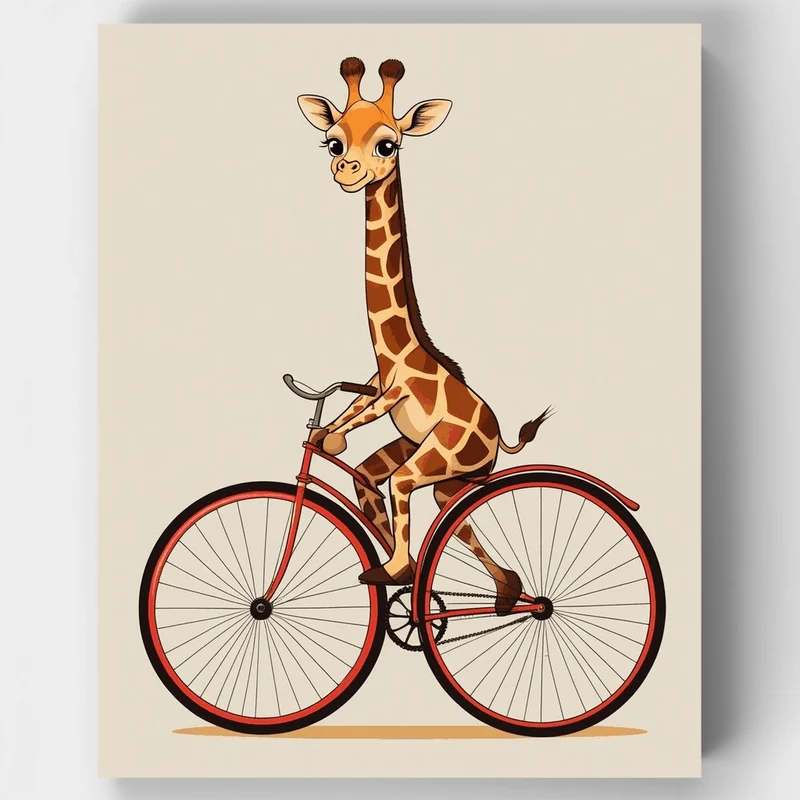 Giraffe Riding a Bicycle - Paint by Numbers Kit