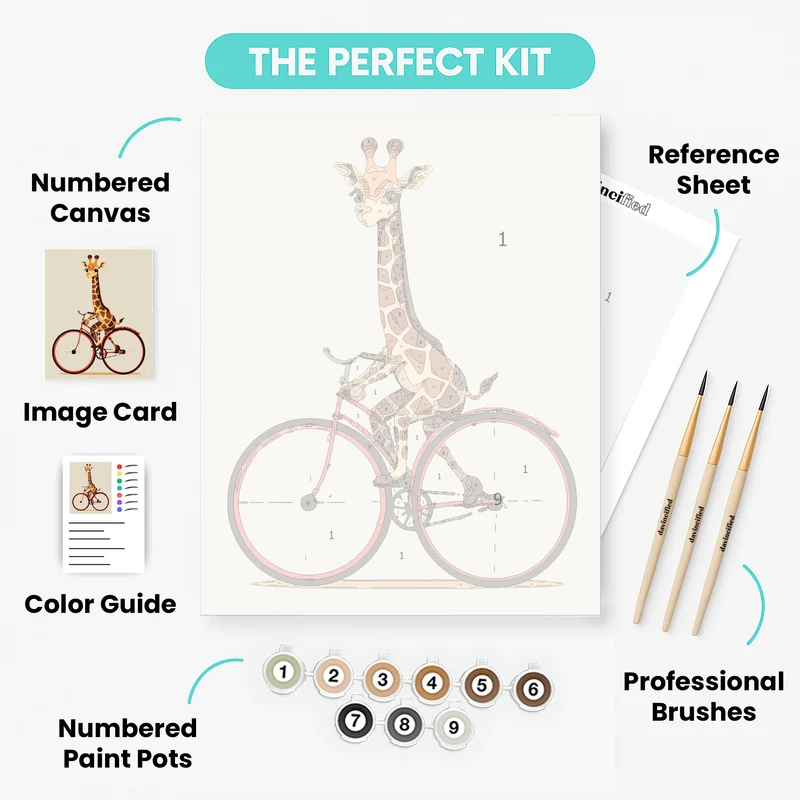 Giraffe Riding a Bicycle - Paint by Numbers Kit