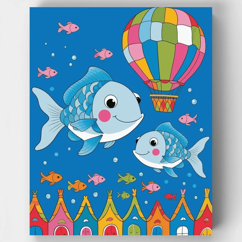 Underwater Fish Adventure with Hot Air Balloon - Paint by Numbers Kit