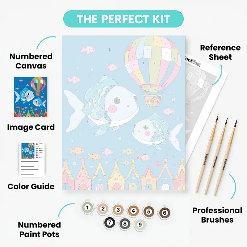 Underwater Fish Adventure with Hot Air Balloon - Paint by Numbers Kit
