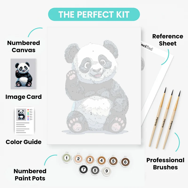 Cute Baby Panda Waving - Paint by Numbers Kit