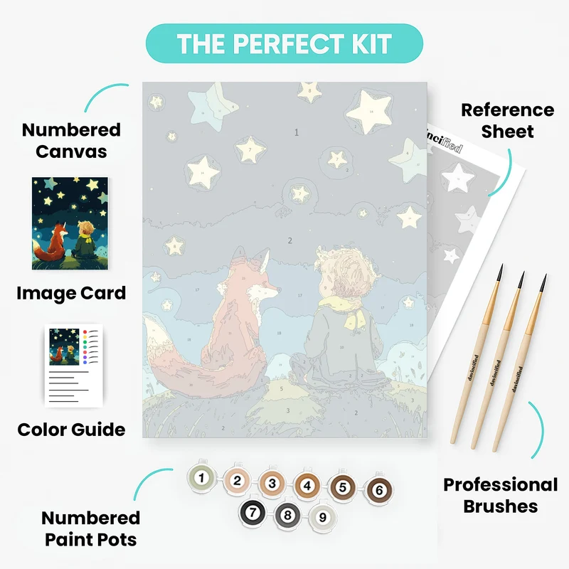 Little Prince and the Fox Under the Stars - Paint by Numbers Kit