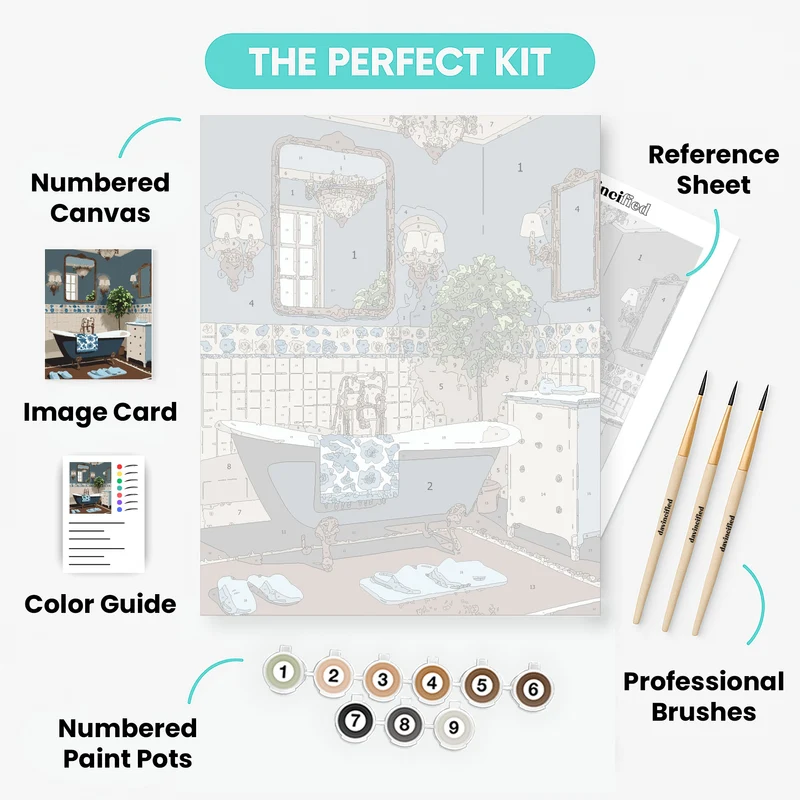 Elegant Vintage Bathroom Retreat - Paint by Numbers Kit