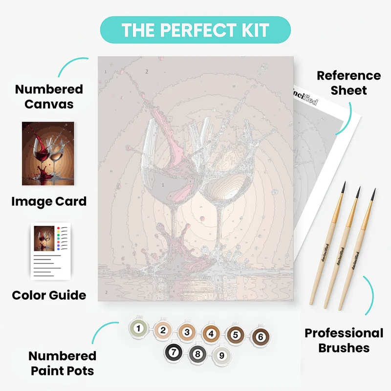 Wine Glasses Splash - Paint by Numbers Kit