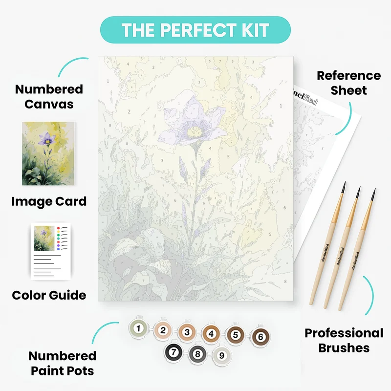 Purple Wildflower in Soft Watercolor Meadow - Paint by Numbers Kit
