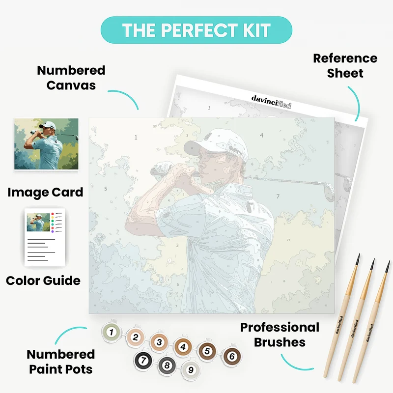 Watercolor Golfer in Swing - Paint by Numbers Kit