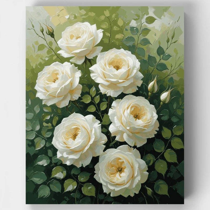 White Roses Garden - Paint by Numbers Kit