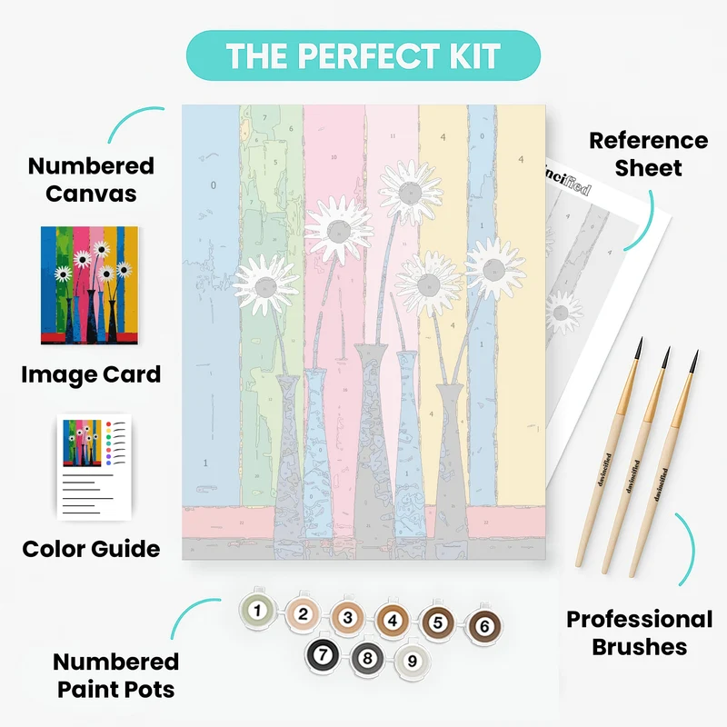 Colorful Daisies in Vases - Paint by Numbers Kit