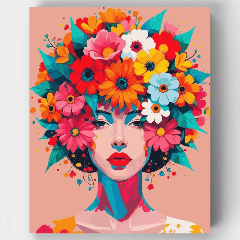 Floral Portrait Woman - Paint by Numbers Kit