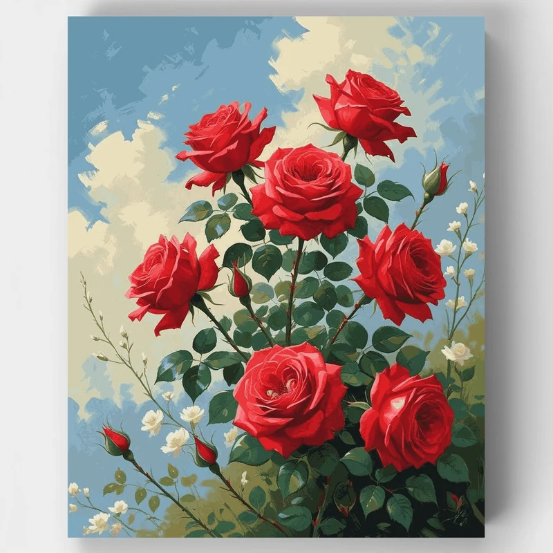 Red Roses Against Sky - Paint by Numbers Kit