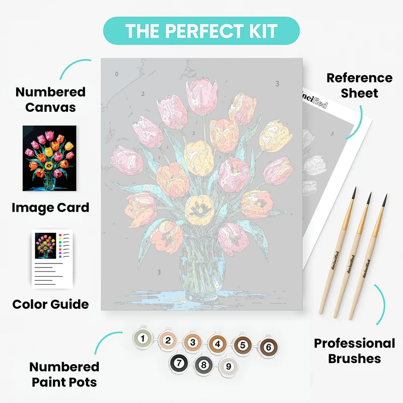 Vibrant Tulips Bouquet - Paint by Numbers Kit
