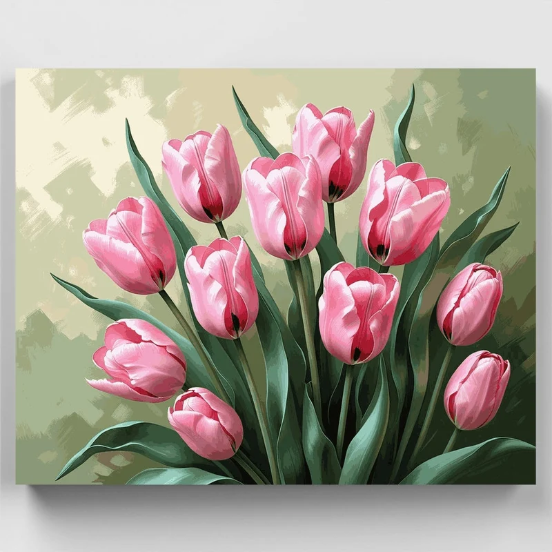 Elegant Pink Tulips Arrangement - Paint by Numbers Kit