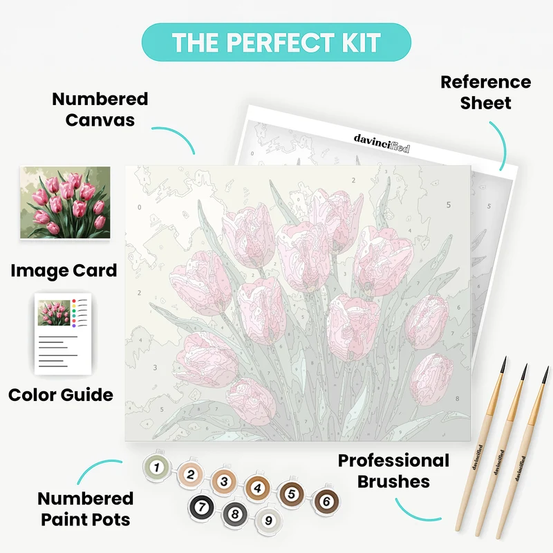 Elegant Pink Tulips Arrangement - Paint by Numbers Kit