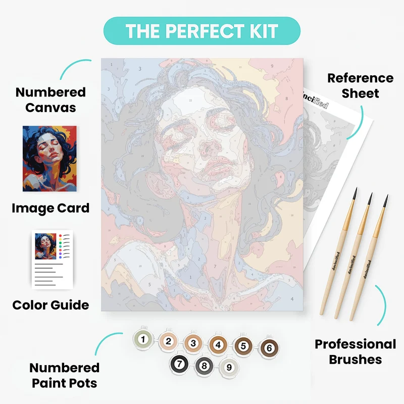 Abstract Woman Portrait in Bold Colors - Paint by Numbers Kit
