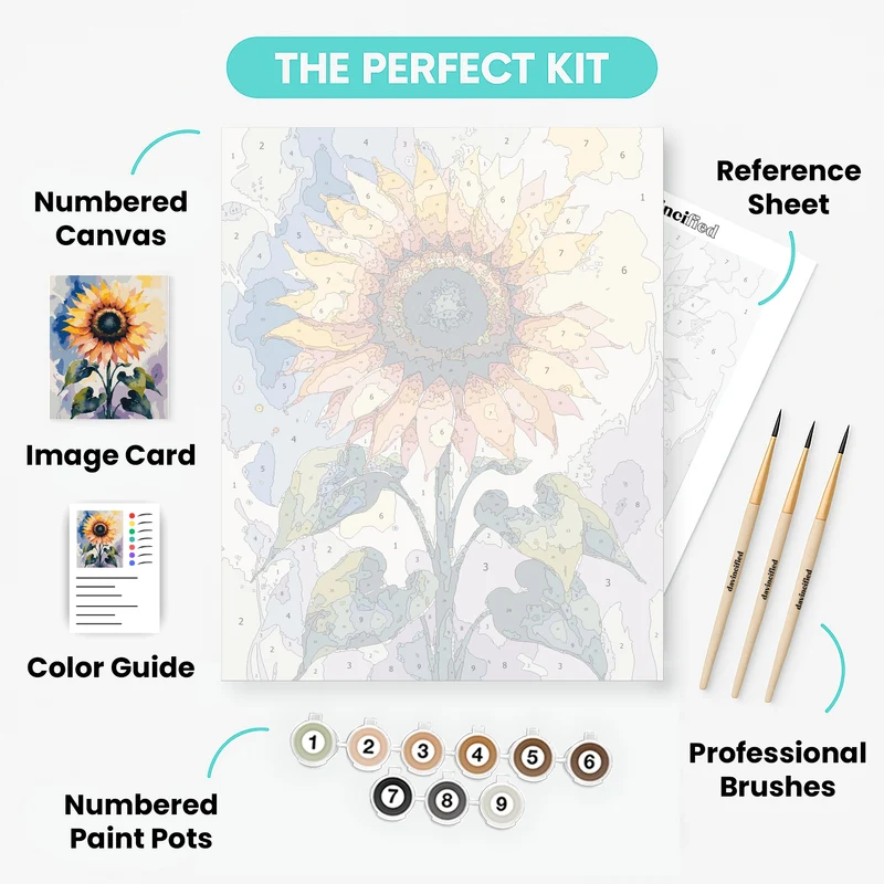 Watercolor Sunflower - Paint by Numbers Kit