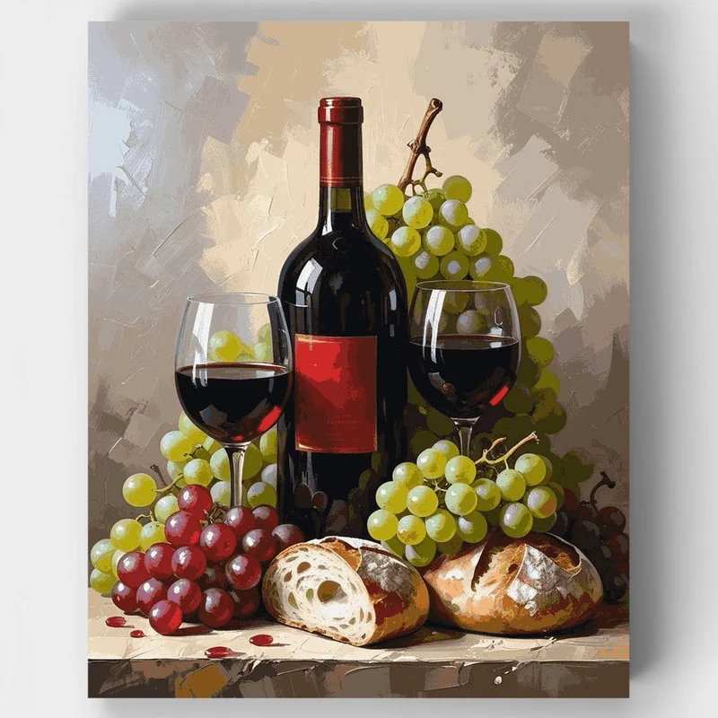 Wine and Grapes Still Life - Paint by Numbers Kit