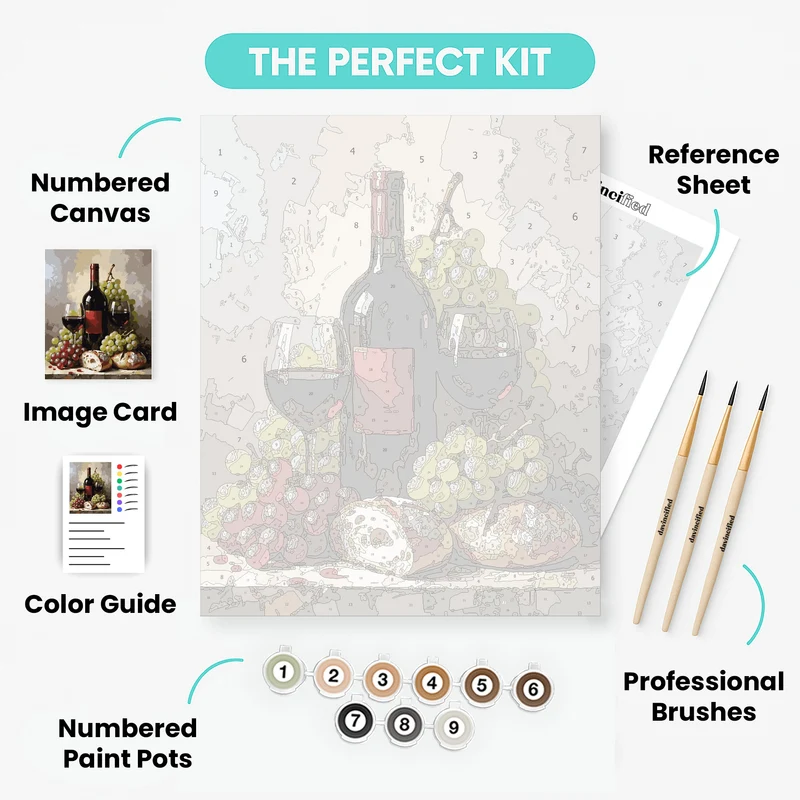 Wine and Grapes Still Life - Paint by Numbers Kit