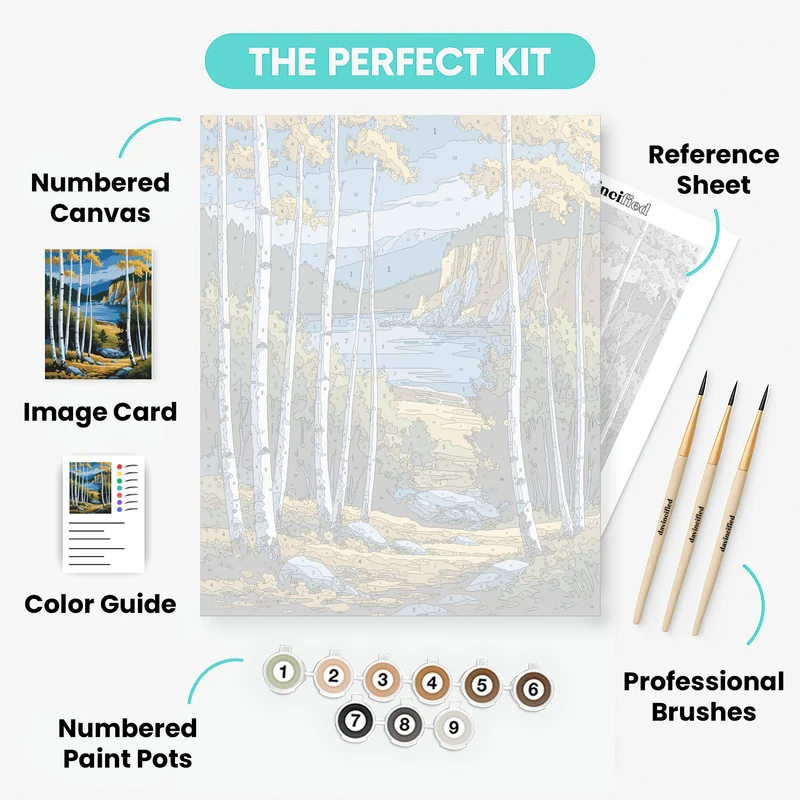 Birch Forest Lake Retreat - Paint by Numbers Kit