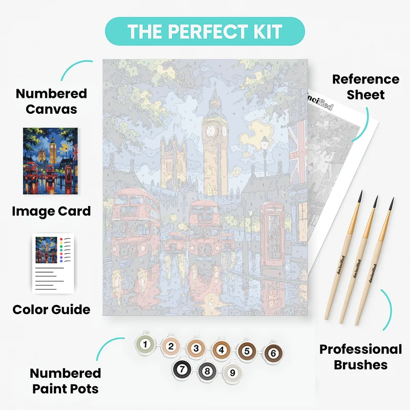 London Night in the Rain - Paint by Numbers Kit
