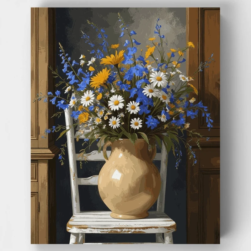 Wildflower Bouquet in Rustic Vase - Paint by Numbers Kit
