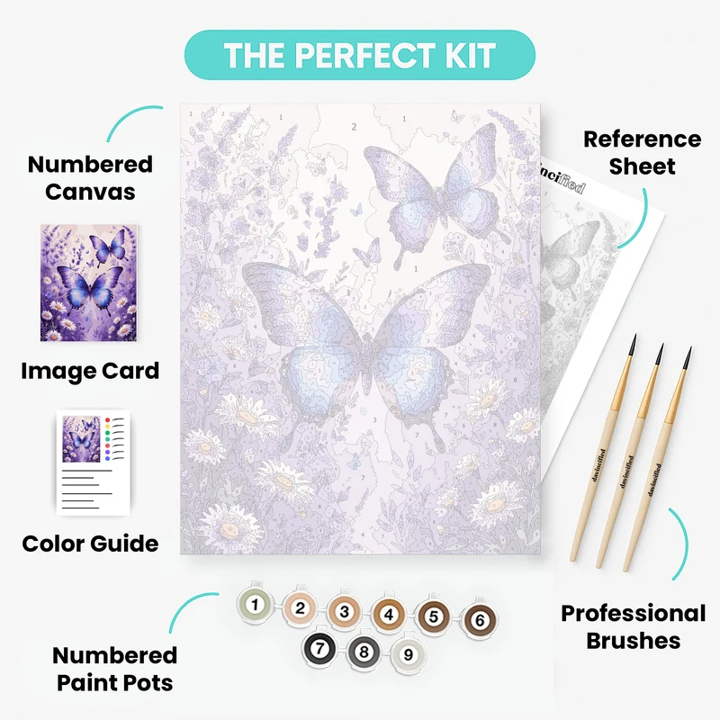 Purple Butterflies in Lavender Garden - Paint by Numbers Kit