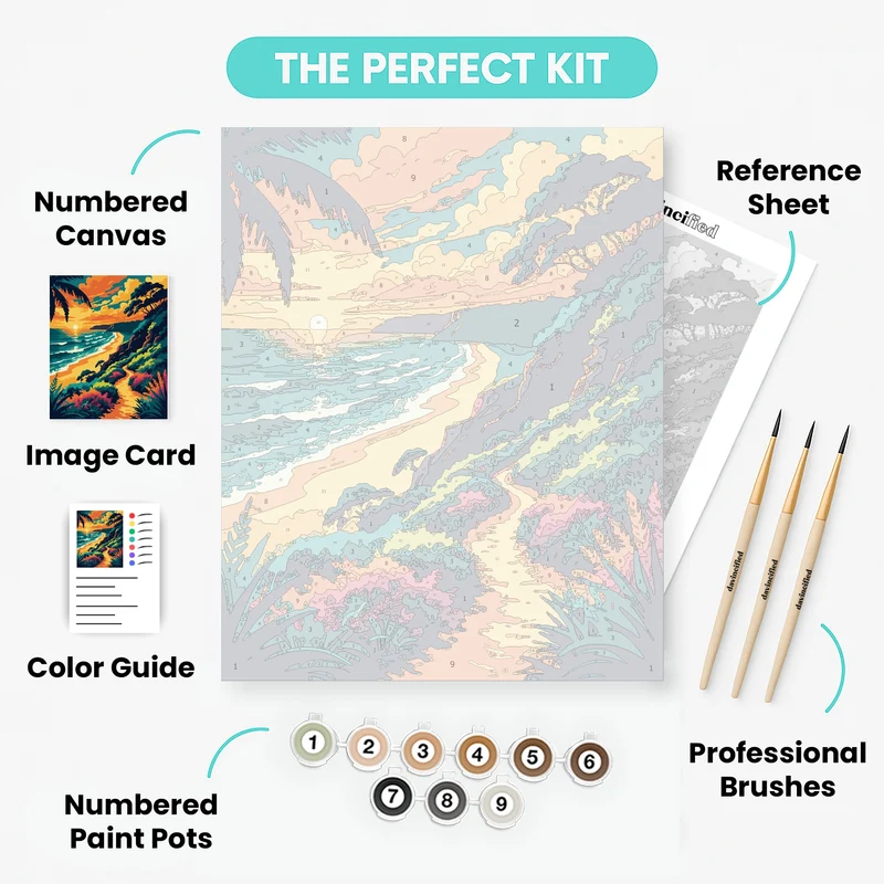 Tropical Beach Sunset Path - Paint by Numbers Kit