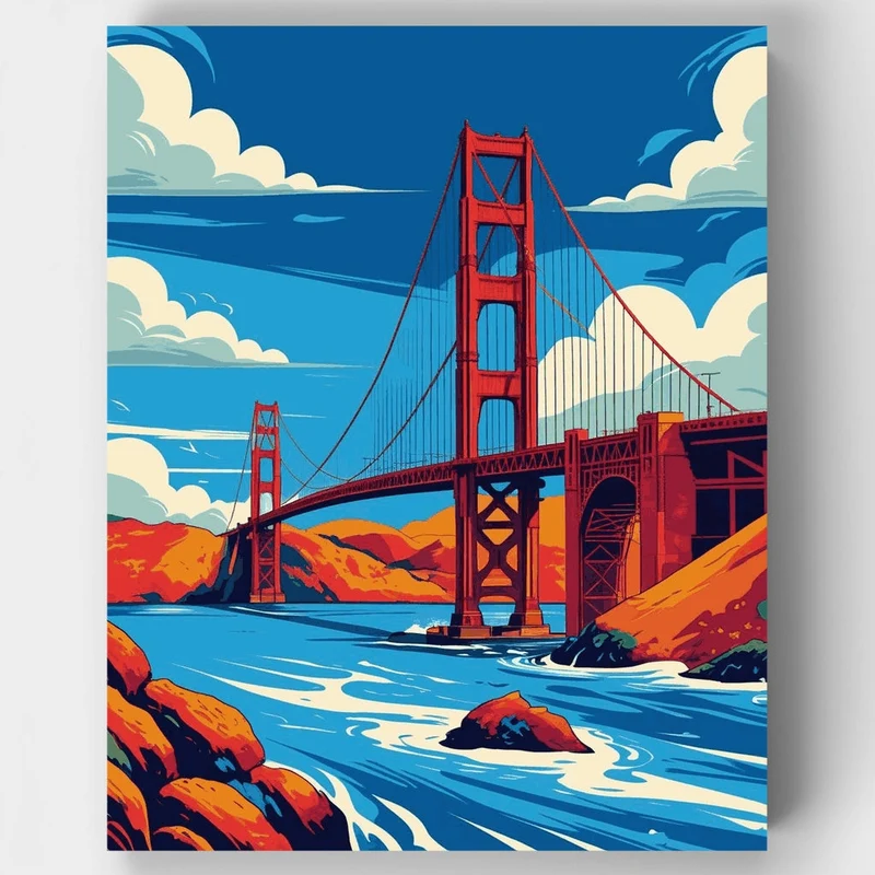 Golden Gate Bridge at Sunset - Paint by Numbers Kit