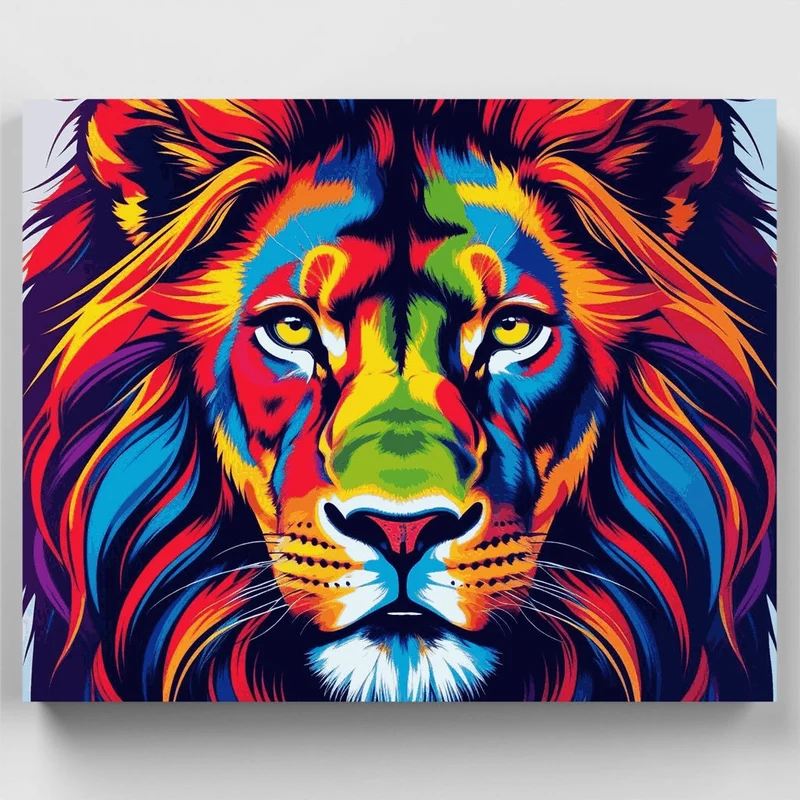 Multicolored Majestic Lion Portrait - Paint by Numbers Kit