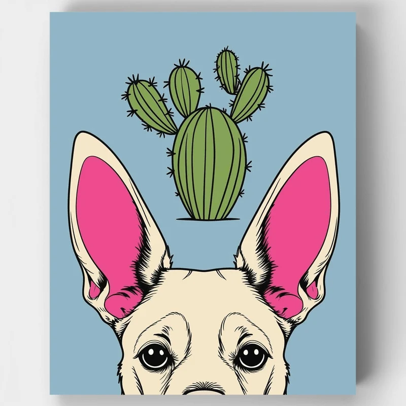 Chihuahua with Cactus - Paint by Numbers Kit