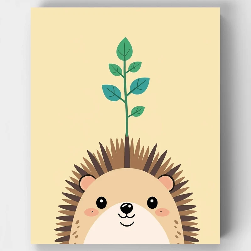 Cute Hedgehog with Plant - Paint by Numbers Kit