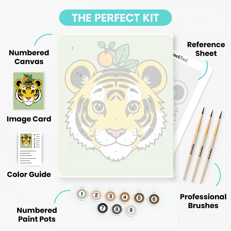 Cute Tiger with Orange - Paint by Numbers Kit