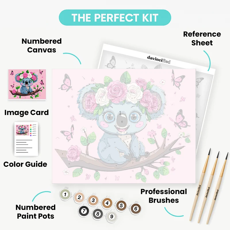 Cute Koala with Flower Crown - Paint by Numbers Kit