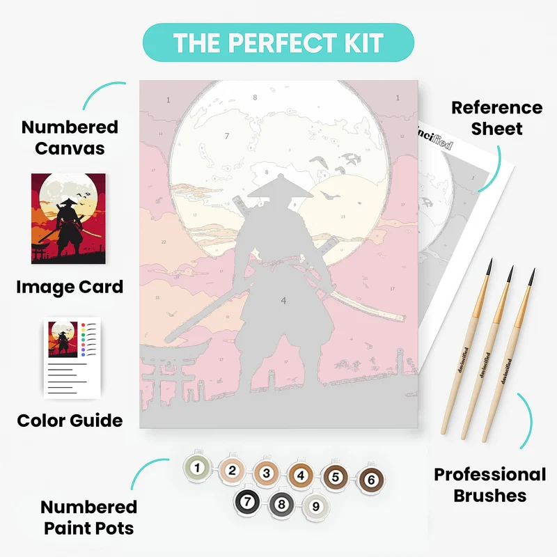 Samurai at Moonrise - Paint by Numbers Kit