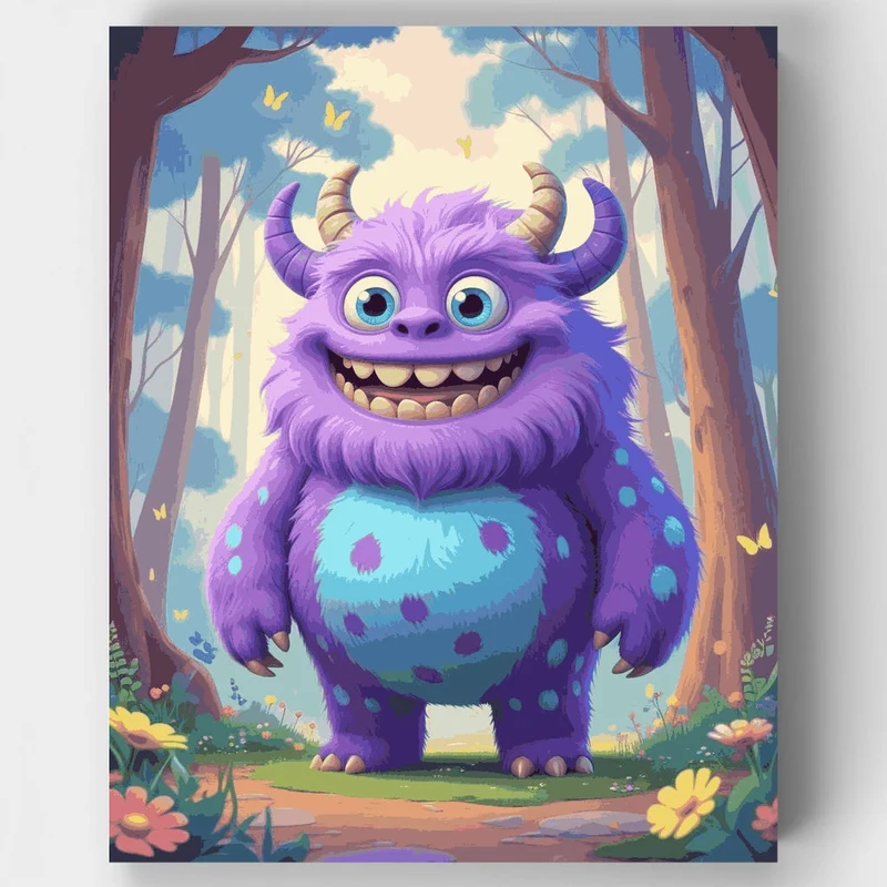 Friendly Purple Forest Monster - Paint by Numbers Kit