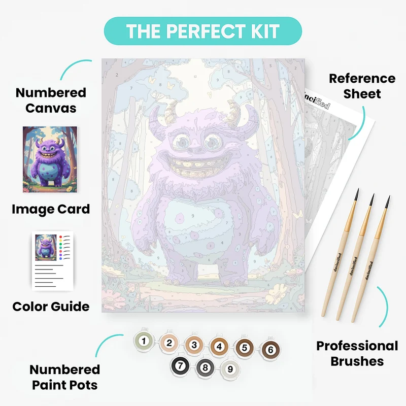 Friendly Purple Forest Monster - Paint by Numbers Kit
