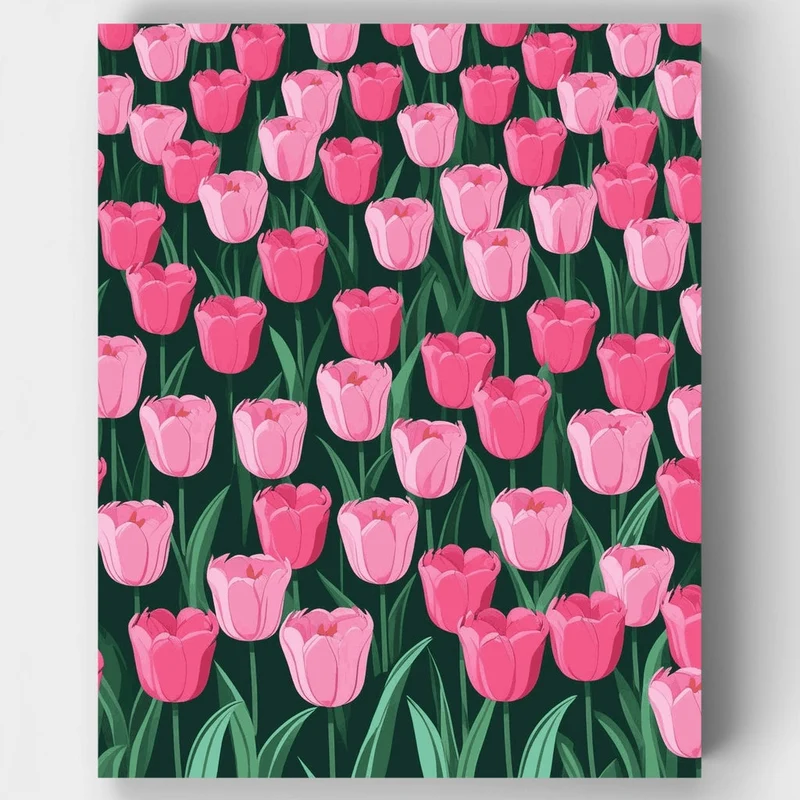 Pink Tulips Garden - Paint by Numbers Kit