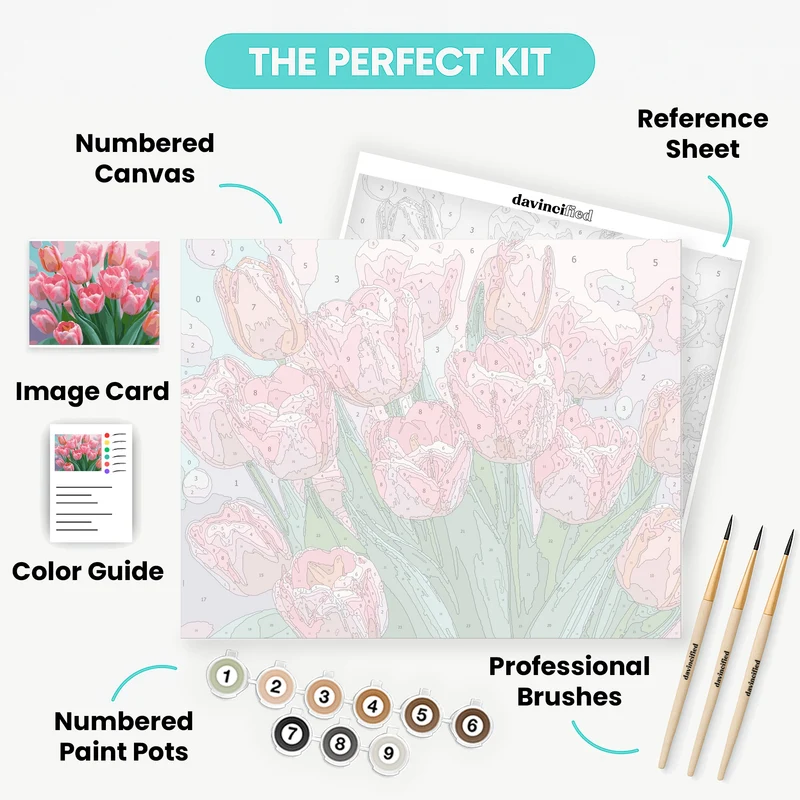Pink Tulips Bouquet - Paint by Numbers Kit