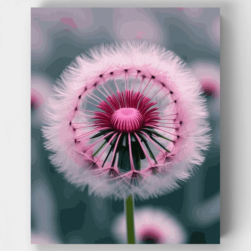 Pink Dandelion Seed Head - Paint by Numbers Kit