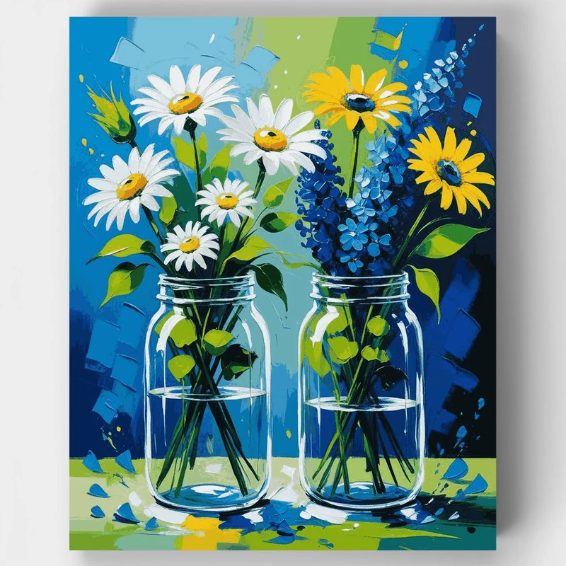 Wildflower Bouquet in Mason Jars - Paint by Numbers Kit