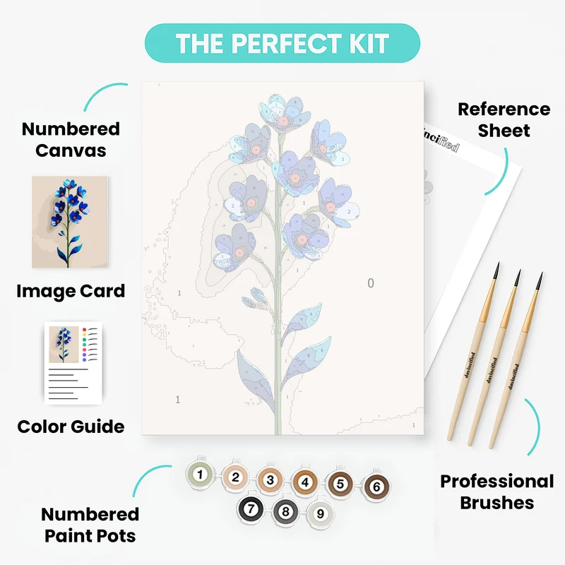 Blue Floral Stem - Paint by Numbers Kit