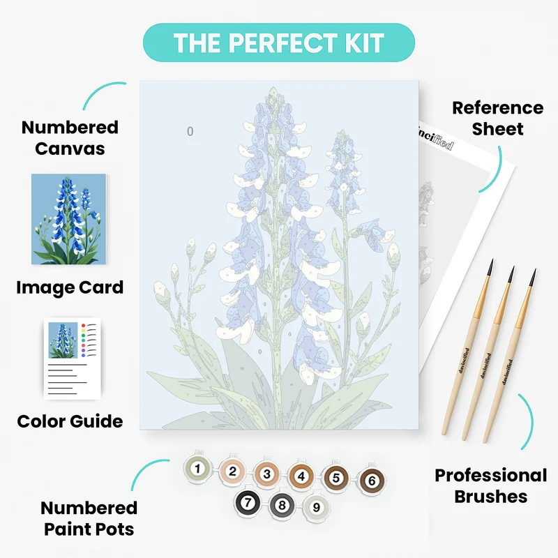 Blue Lupine Spikes Botanical - Paint by Numbers Kit