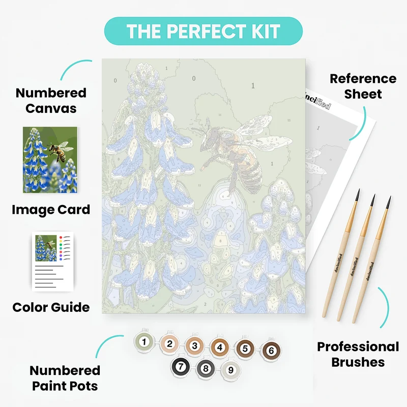 Bee and Bluebonnet Flowers - Paint by Numbers Kit