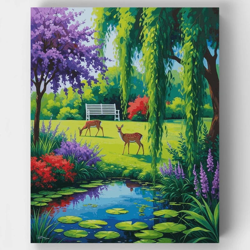 Enchanted Garden with Deer - Paint by Numbers Kit