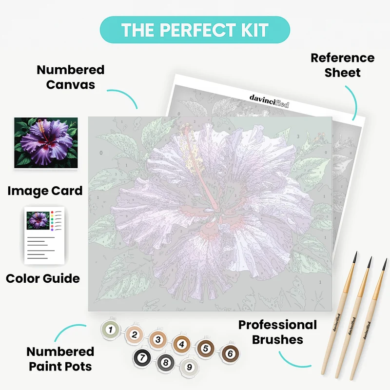 Purple Hibiscus Flower - Paint by Numbers Kit