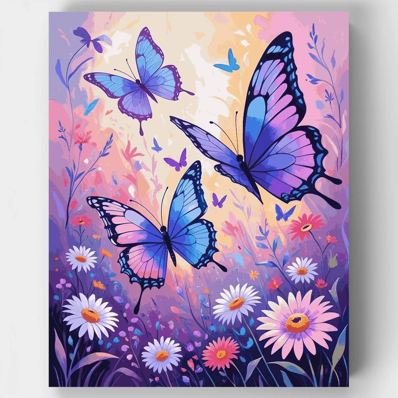 Butterfly Garden with Daisies - Paint by Numbers Kit